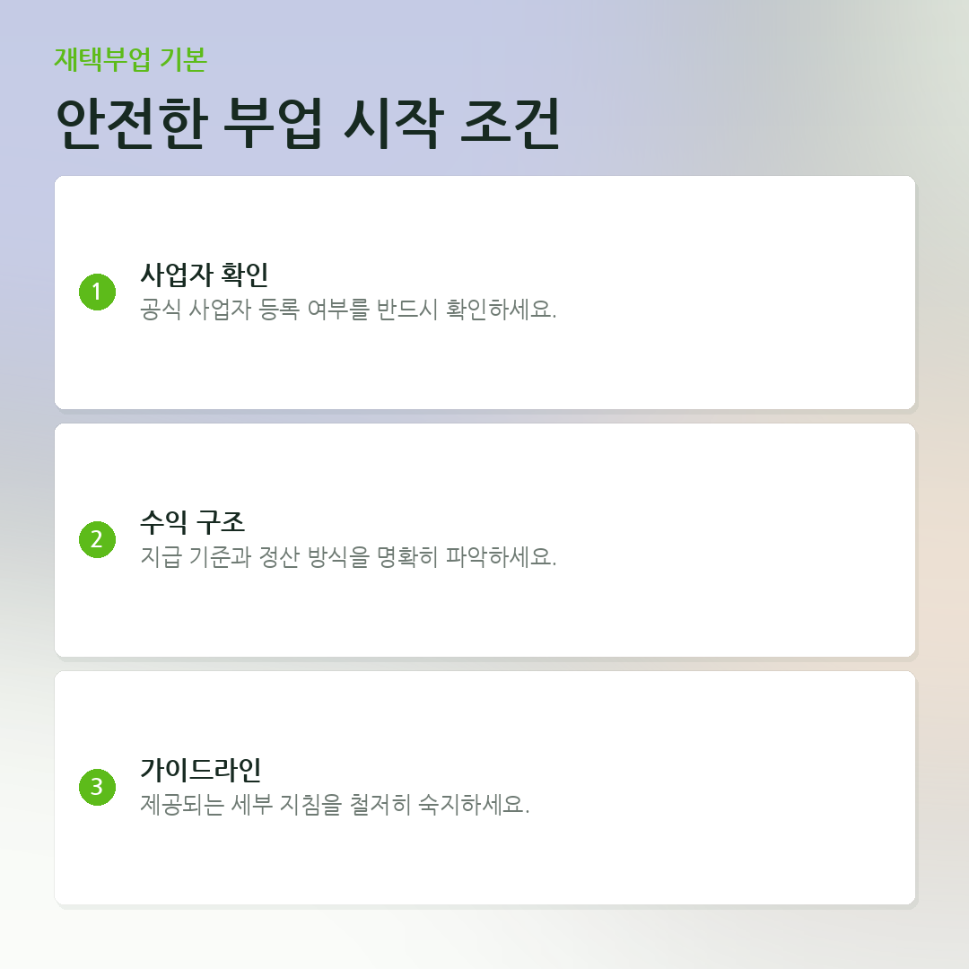 안전한 부업 시작 조건 요약 카드