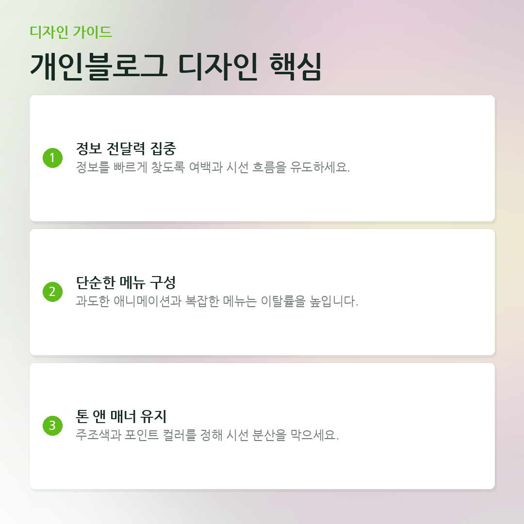 개인블로그 디자인 핵심 요약 카드