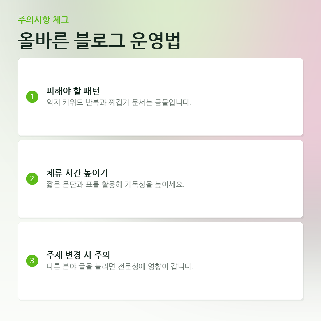 올바른 블로그 운영법 요약 카드