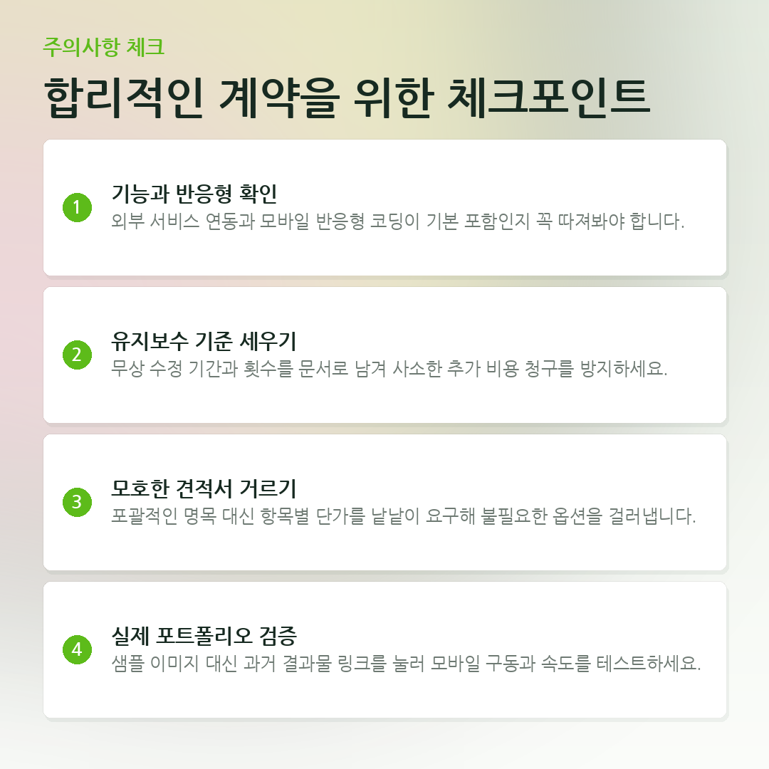합리적인 계약을 위한 체크포인트 요약 카드