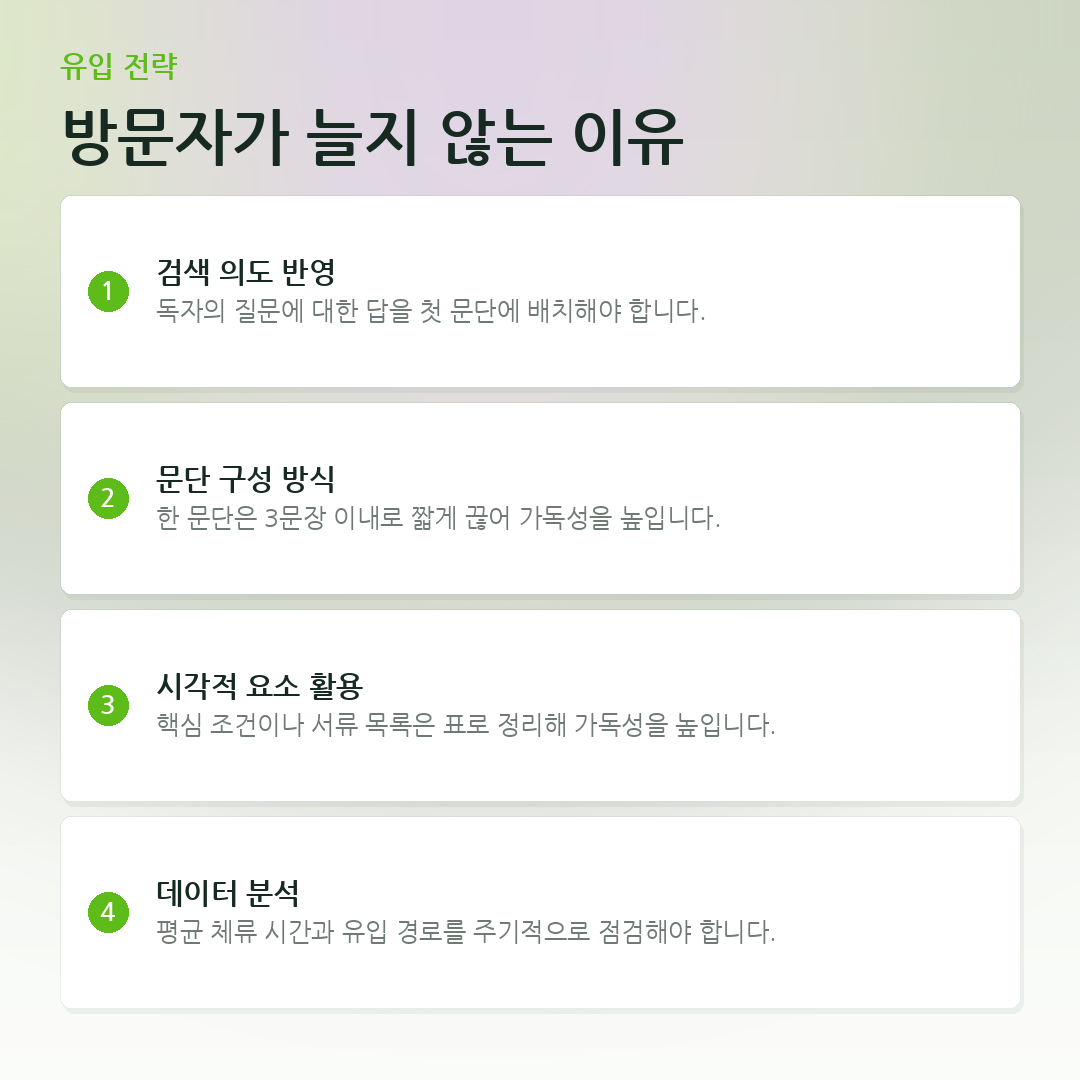 방문자가 늘지 않는 이유 요약 카드
