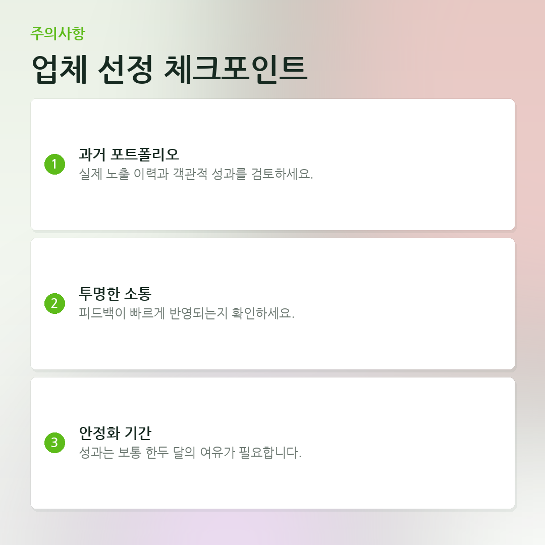 업체 선정 체크포인트 요약 카드
