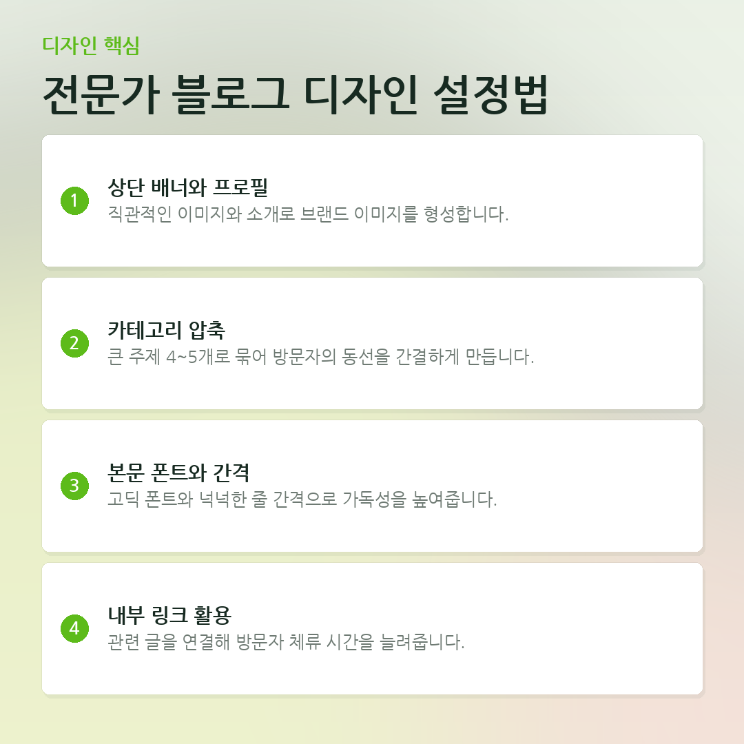 전문가 블로그 디자인 설정법 요약 카드