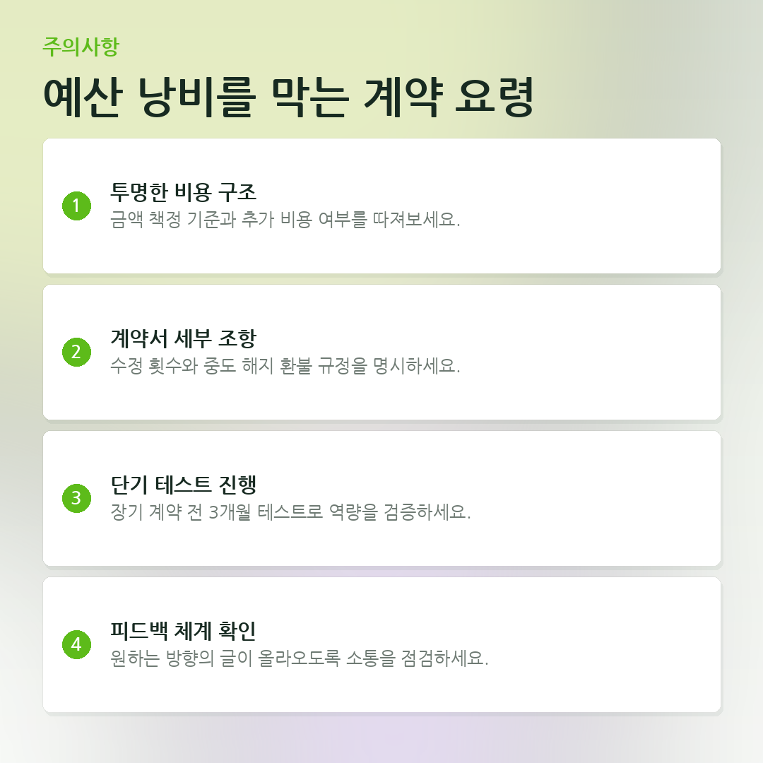 예산 낭비를 막는 계약 요령 요약 카드