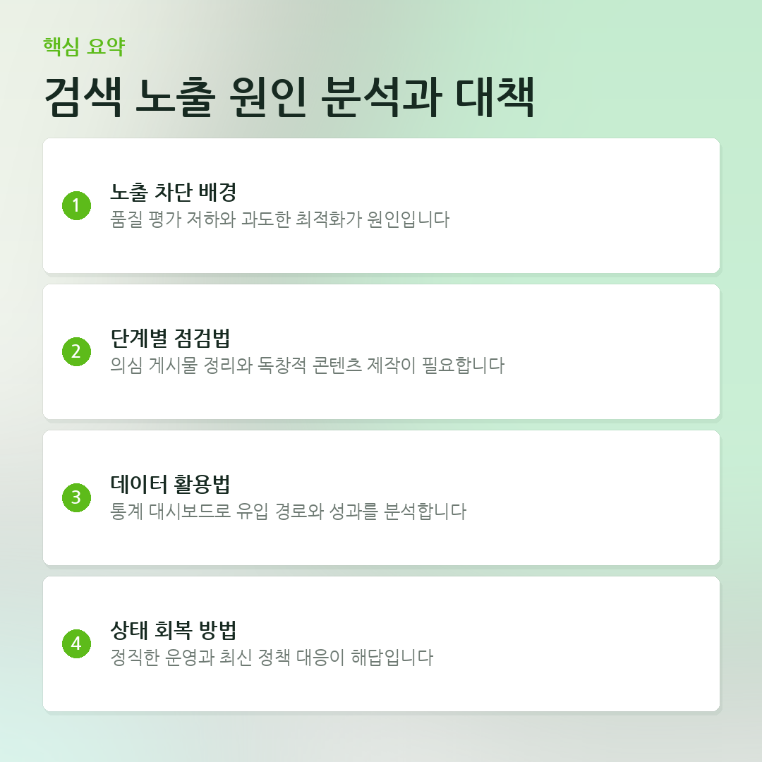 검색 노출 원인 분석과 대책 요약 카드