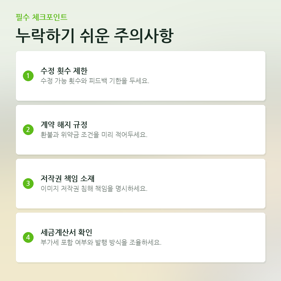 누락하기 쉬운 주의사항 요약 카드