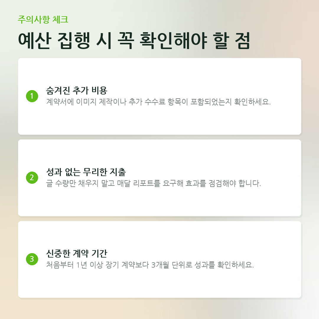 예산 집행 시 꼭 확인해야 할 점 요약 카드