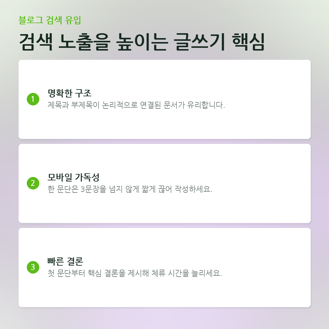 검색 노출을 높이는 글쓰기 핵심 요약 카드