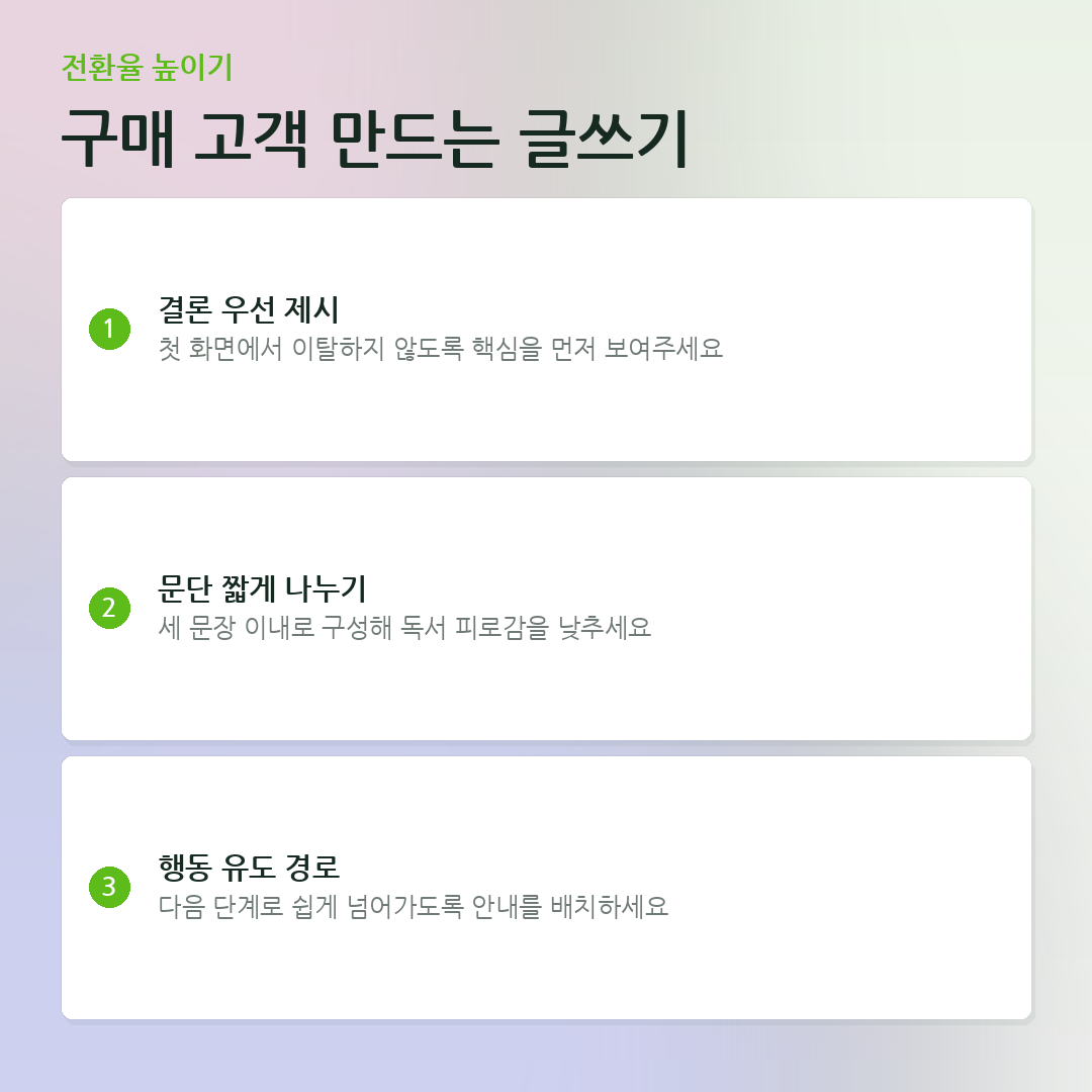 구매 고객 만드는 글쓰기 요약 카드