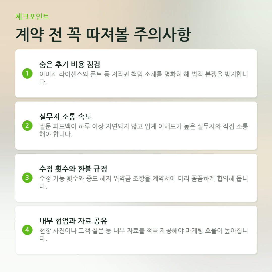 계약 전 꼭 따져볼 주의사항 요약 카드