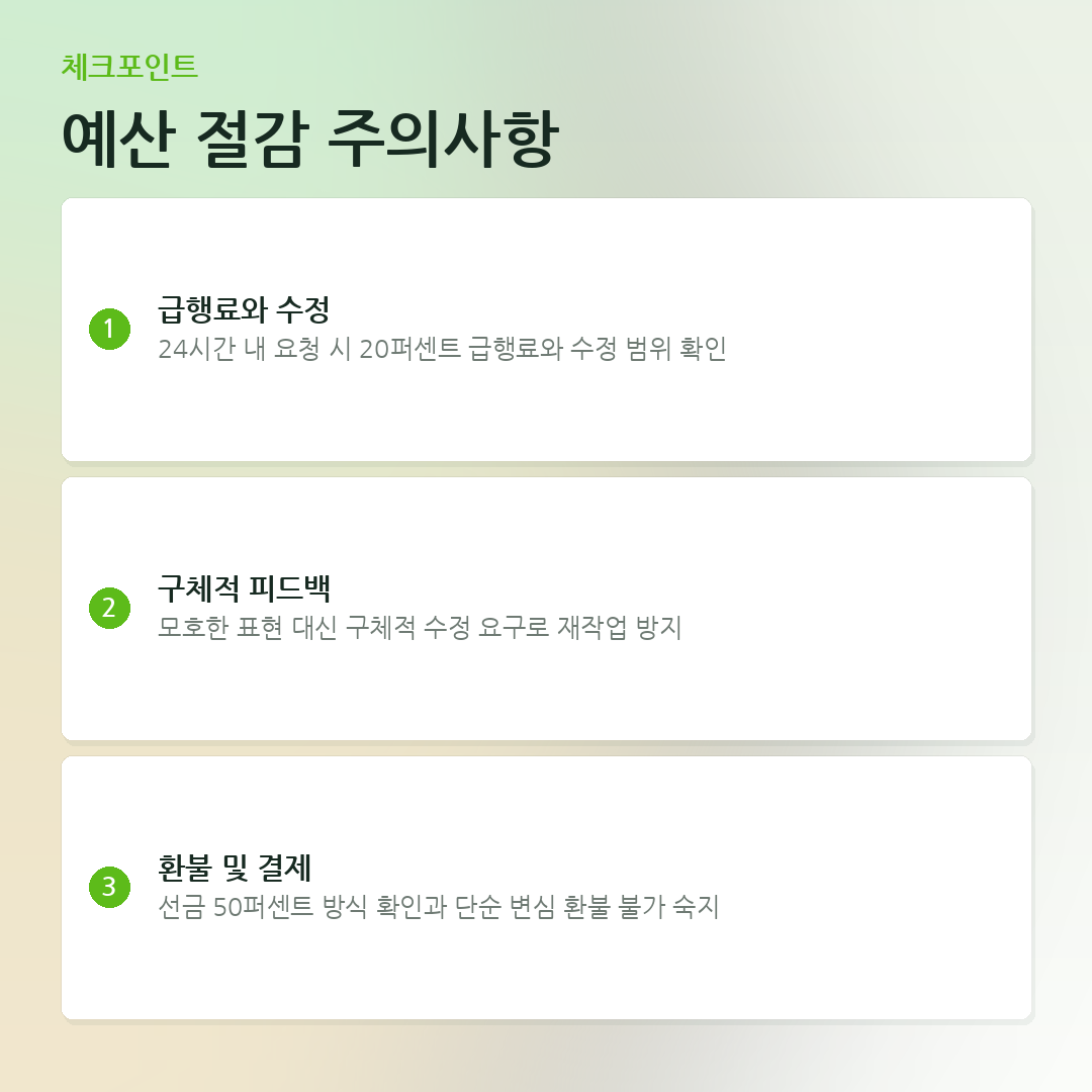 예산 절감 주의사항 요약 카드